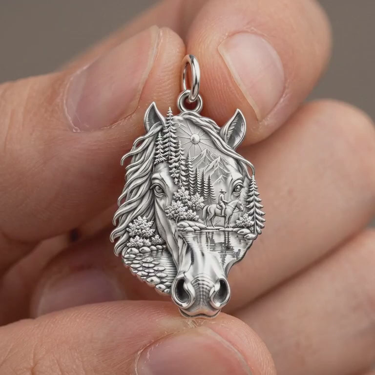 Wilderness Trail Horse Charm and Polyester Cord Bracelet Set