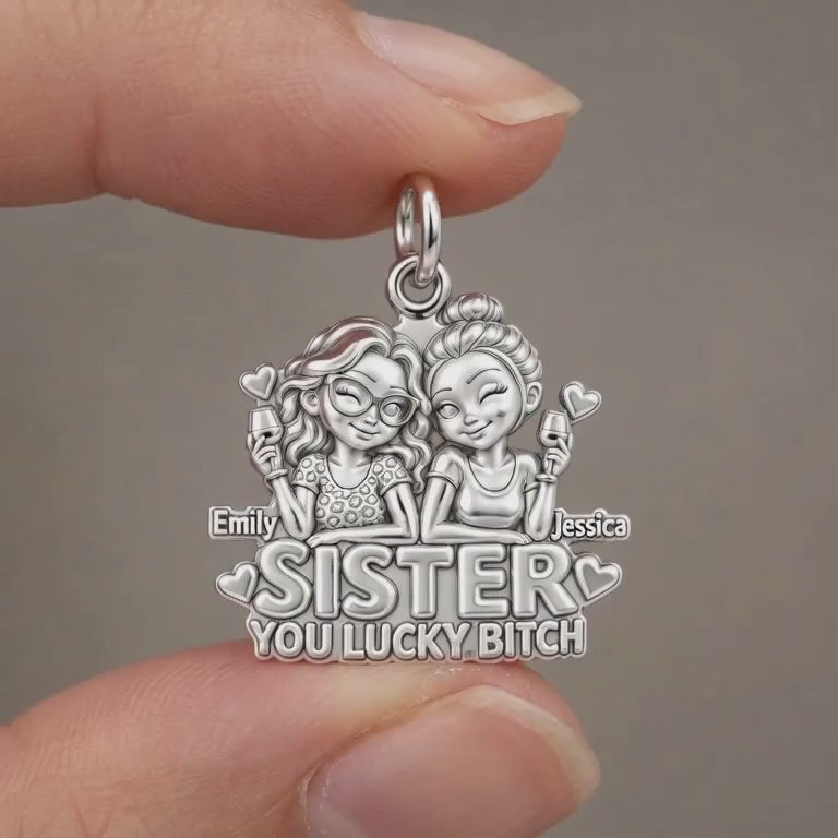 Lucky B*tch Sisters Charm Bracelet – Personalized Sister Gift – product video