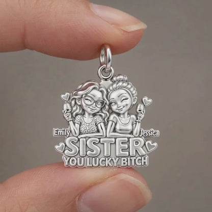 Lucky B*tch Sisters Charm Bracelet – Personalized Sister Gift – product video