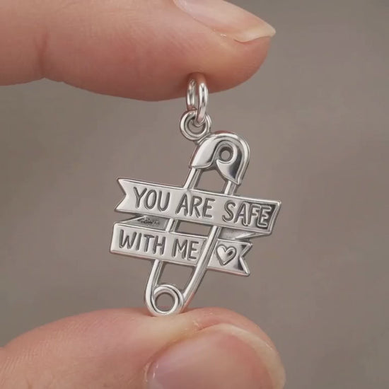 Safe With Me Safety Pin Charm Bracelet – Personalized Mom Gift – product video