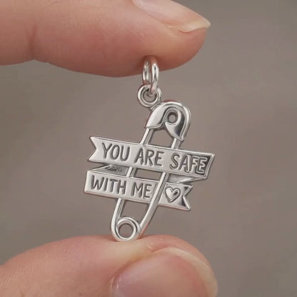 Safe With Me Safety Pin Charm Bracelet – Personalized Mom Gift – product video