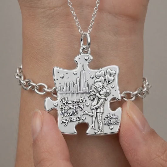Missing Piece City Date Charm Bracelet – Personalized Couple Gift – product video