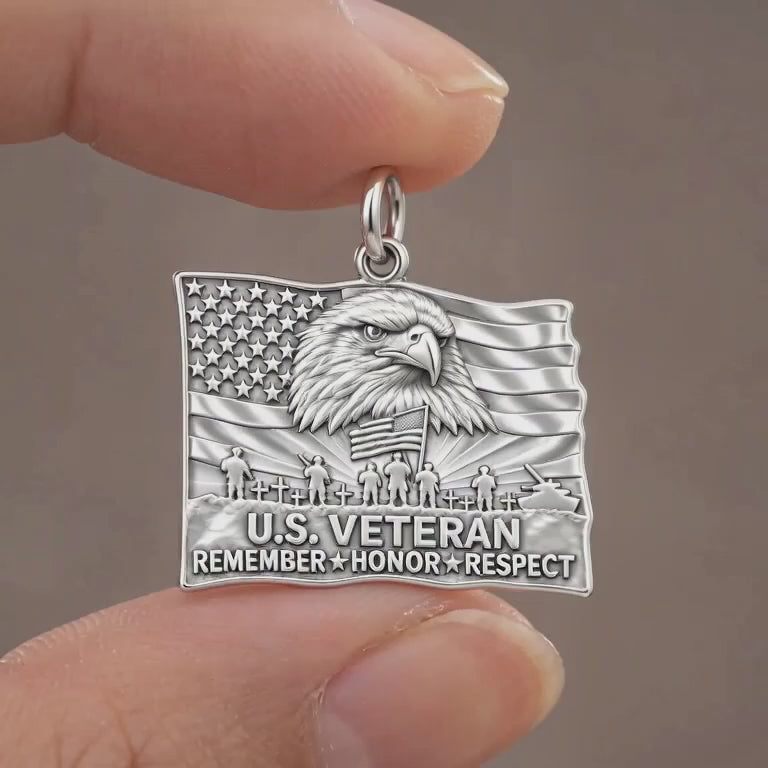 U.S. Veteran Honor Charm and Polyester Cord Bracelet Set – product video