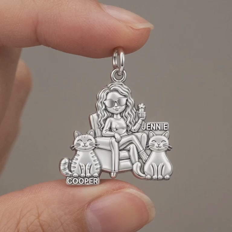 Cozy Cat Mama Lounge Charm Bracelet – Personalized Cat Mom Gift – product video
