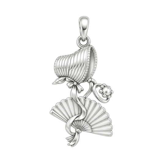 Price And Prejudice Regency Sunday Bonnet Charm and Polyester Cord Bracelet Set – back of the charm, engraving area