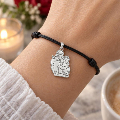  Price and Prejudice The Story of Us Charm Bracelet – Timeless Love Keepsake – worn on the wrist on a black cord bracelet