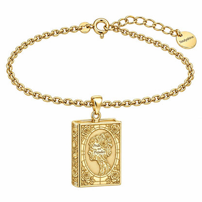 Pride and Prejudice Book Charm Bracelet Set – 18K gold, front view