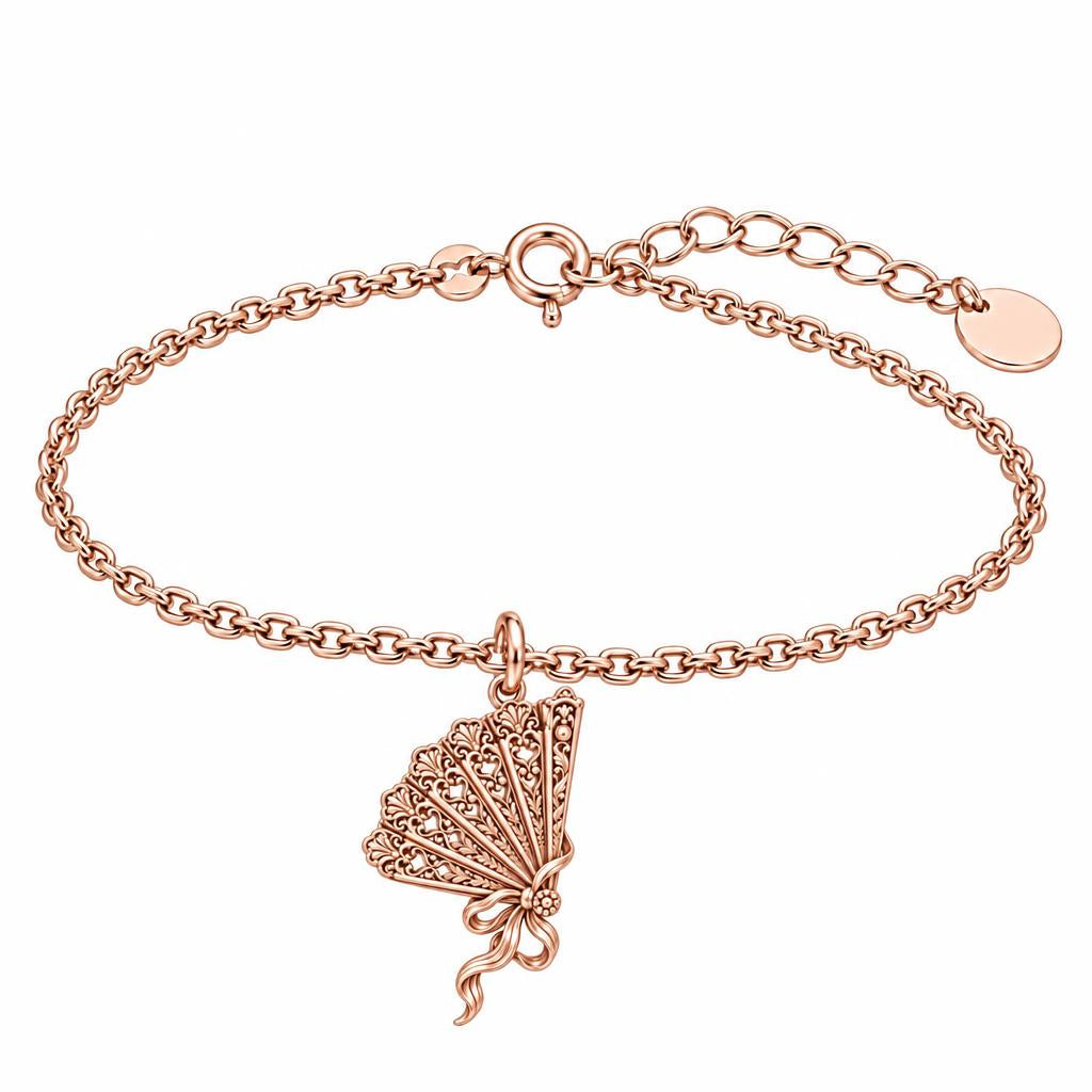 Pride and Prejudice Fan Charm Bracelet Set – rose gold, front view
