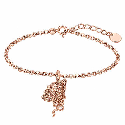 Pride and Prejudice Fan Charm Bracelet Set – rose gold, front view