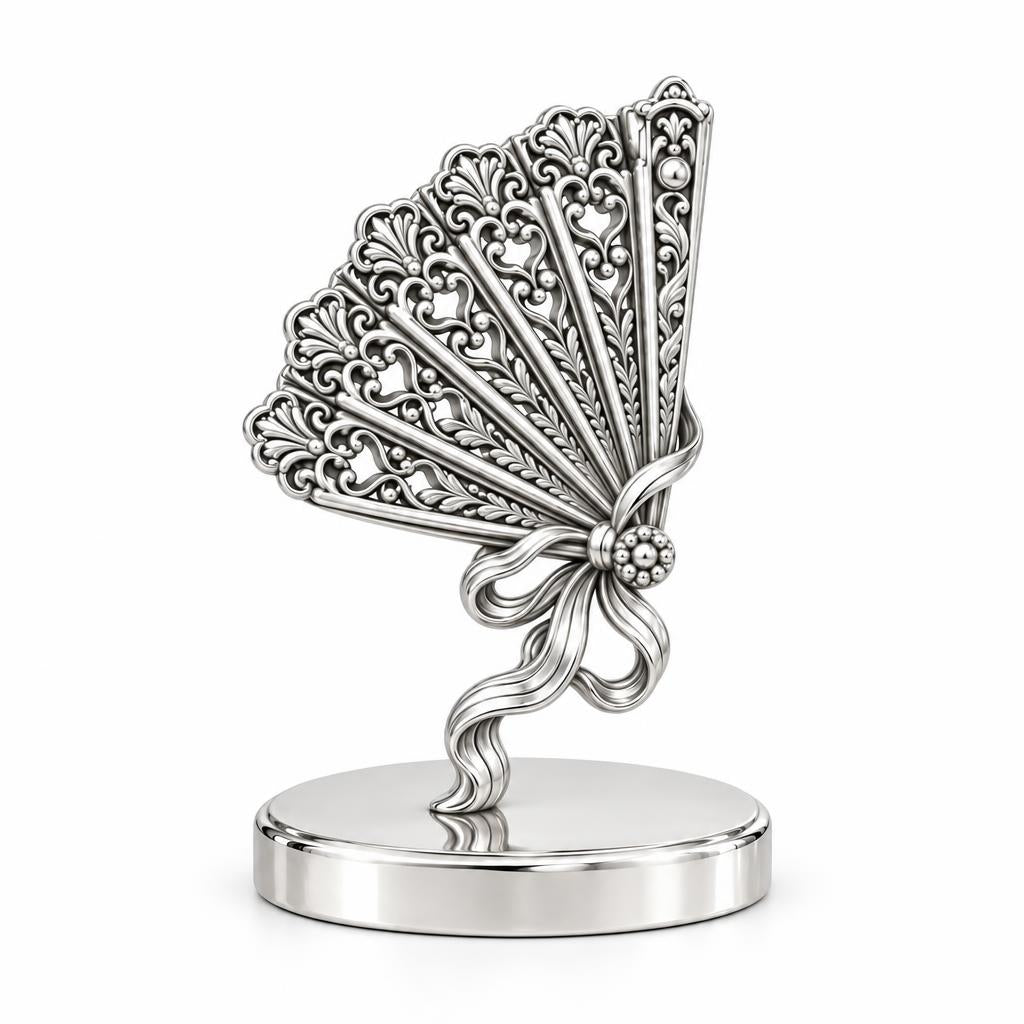 Pride and Prejudice Fan Keepsake Plaque – silver, front view