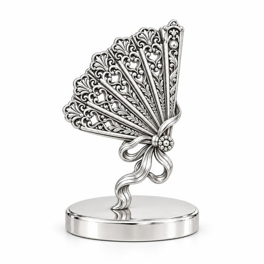 Pride and Prejudice Fan Keepsake Plaque – silver, front view