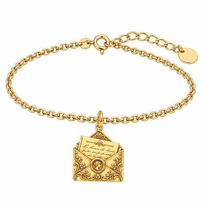 Pride and Prejudice Letter Charm Bracelet Set – 18K gold, front view