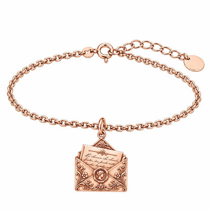 Pride and Prejudice Letter Charm Bracelet Set – rose gold, front view