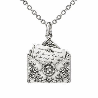 Pride and Prejudice Letter Charm Necklace Set – silver, front view