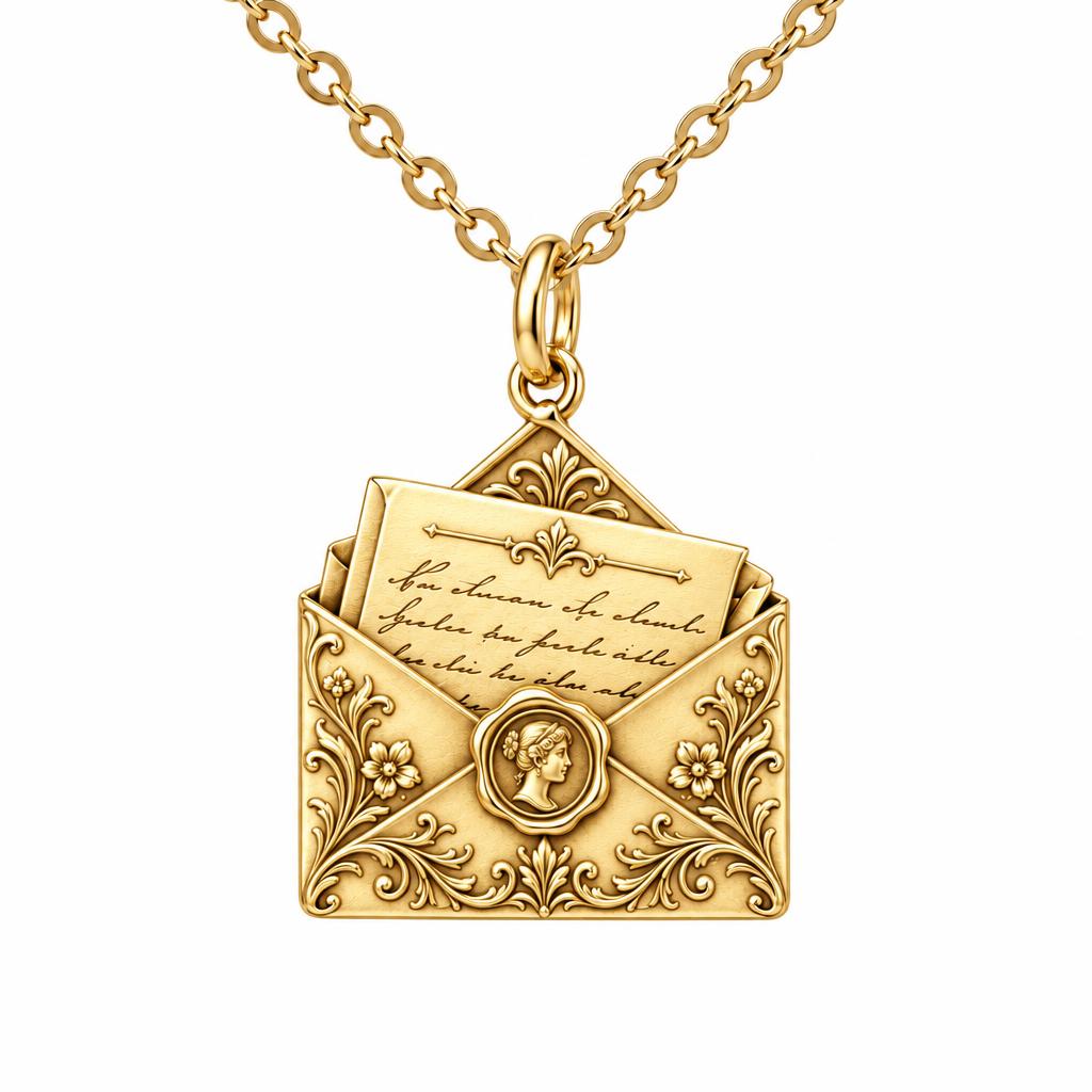Pride and Prejudice Letter Charm Necklace Set – 18K gold, front view