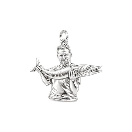 Prized Catch Charm Bracelet – Personalized Dad Gift – silver charm, front view