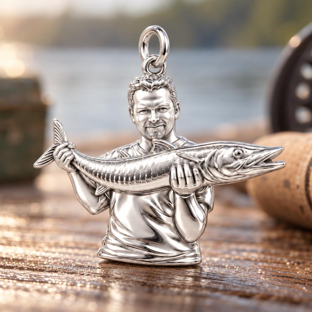 Prized Catch Charm Bracelet – Personalized Dad Gift – macro detail of the charm