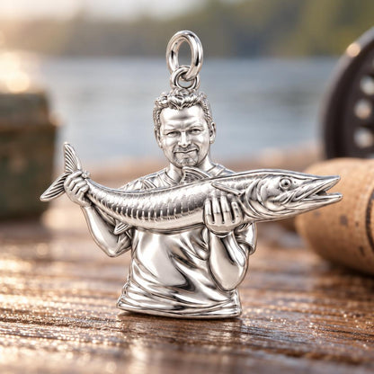 Prized Catch Charm Bracelet – Personalized Dad Gift – macro detail of the charm