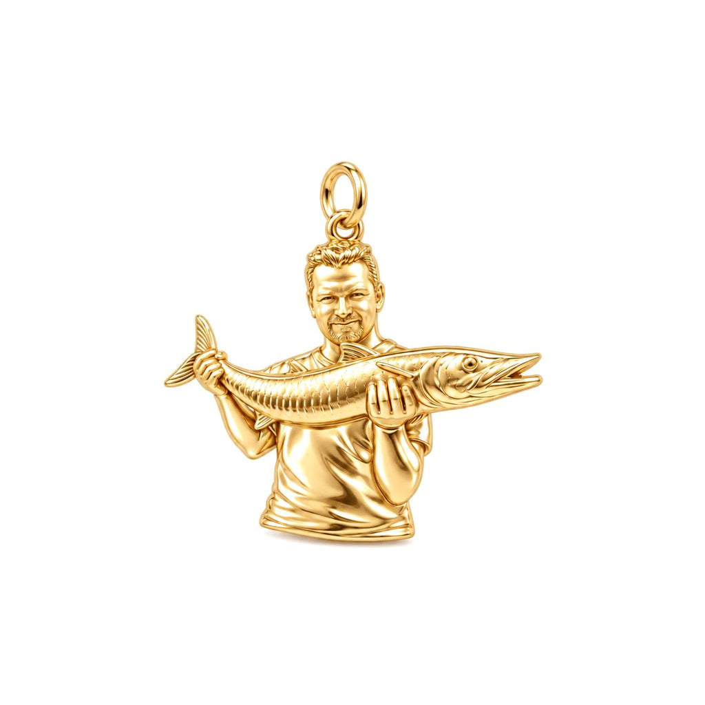 Prized Catch Charm Bracelet – Personalized Dad Gift – 18K gold charm, front view