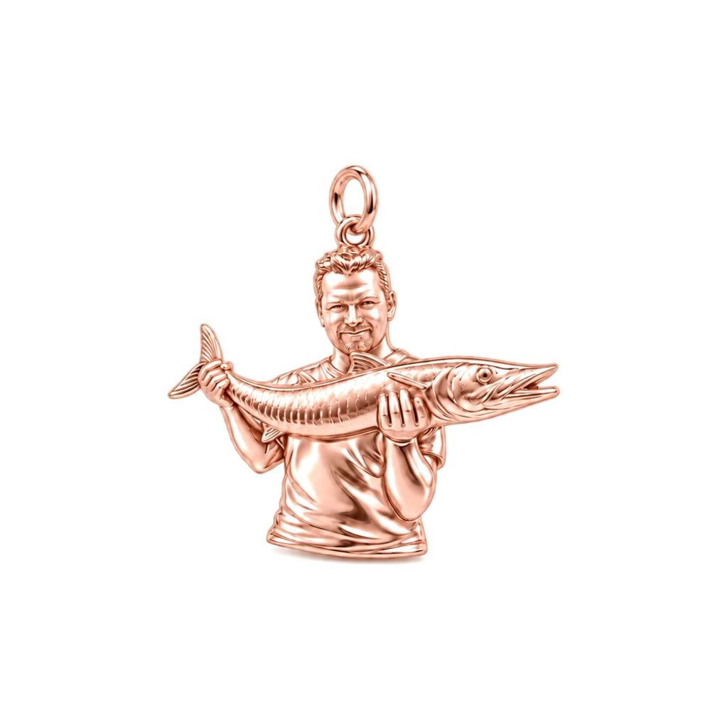 Prized Catch Charm Bracelet – Personalized Dad Gift – rose gold charm, front view
