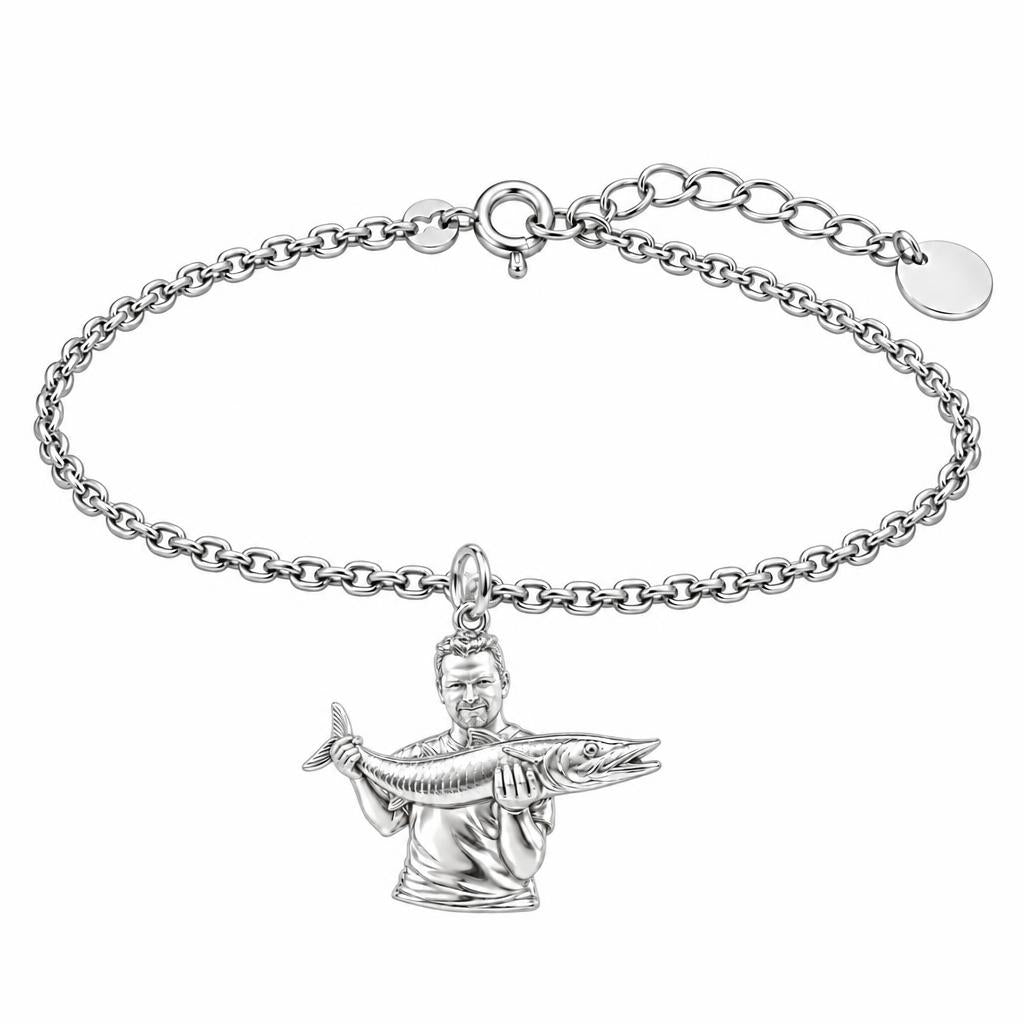 Prized Catch Custom Photo Charm Bracelet Set – silver, front view