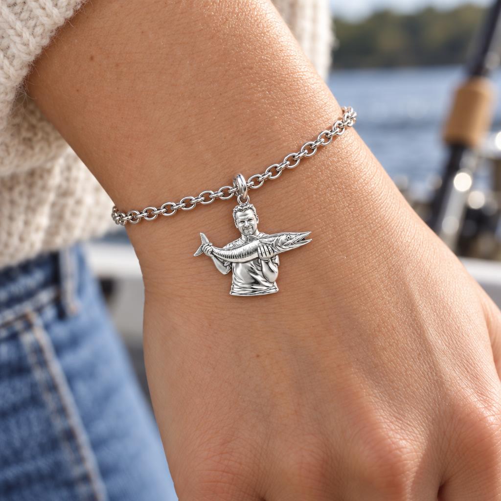Prized Catch Custom Photo Charm Bracelet Set – worn / in use