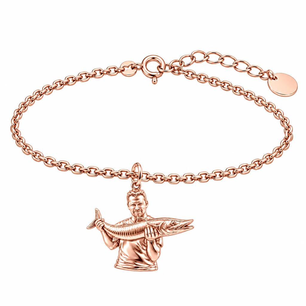 Prized Catch Custom Photo Charm Bracelet Set – rose gold, front view