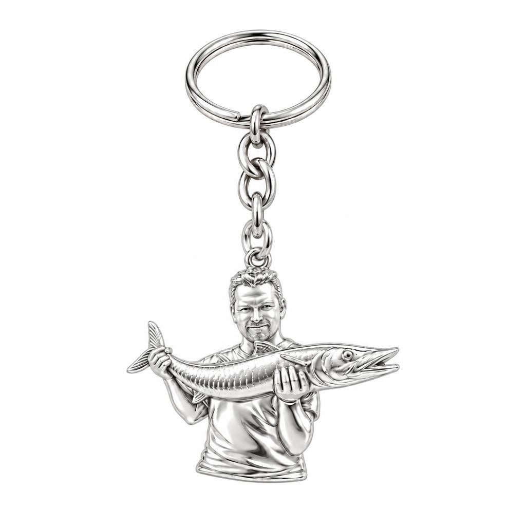 Prized Catch Custom Photo Charm Keychain – silver, front view