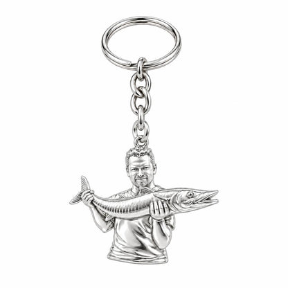 Prized Catch Custom Photo Charm Keychain – silver, front view