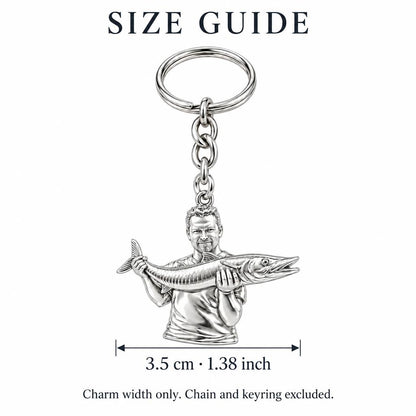 Prized Catch Custom Photo Charm Keychain – size guide, 3.5 cm (1.38 in) charm, chain and keyring excluded