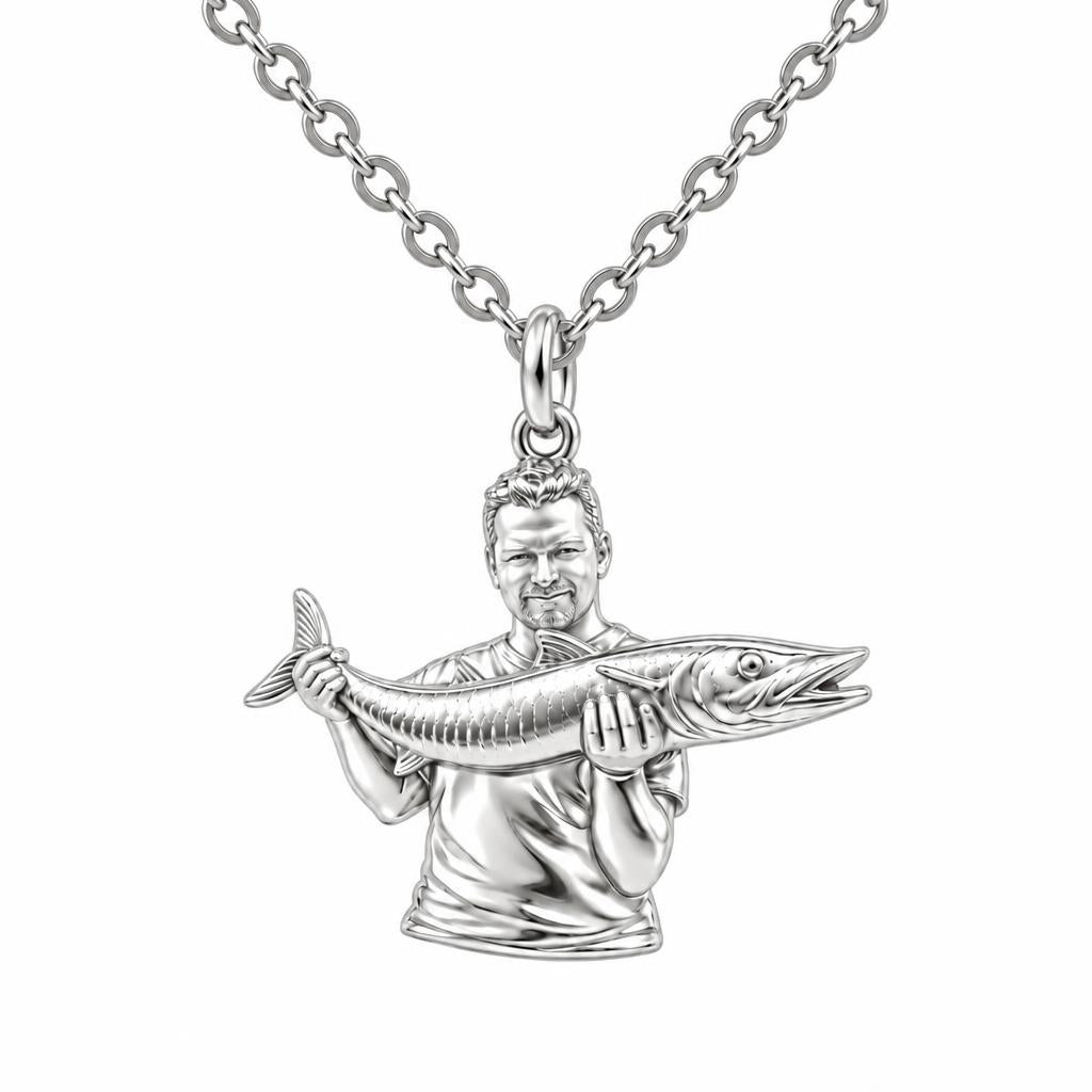 Prized Catch Custom Photo Charm Necklace Set – silver, front view