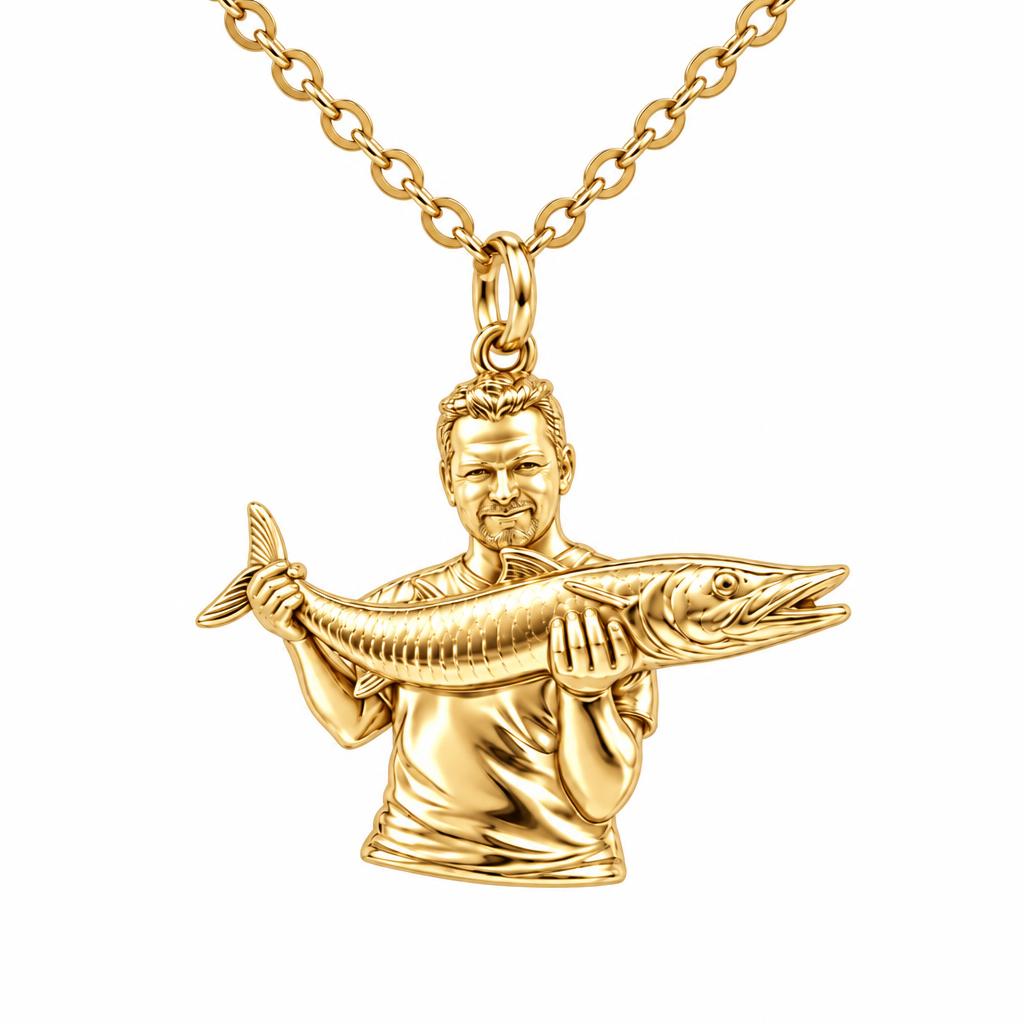 Prized Catch Custom Photo Charm Necklace Set – 18K gold, front view