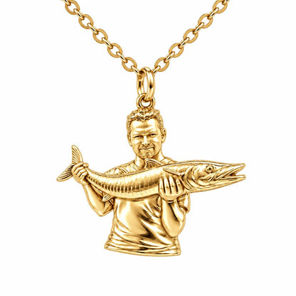 Prized Catch Custom Photo Charm Necklace Set – 18K gold, front view