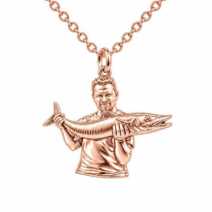 Prized Catch Custom Photo Charm Necklace Set – rose gold, front view