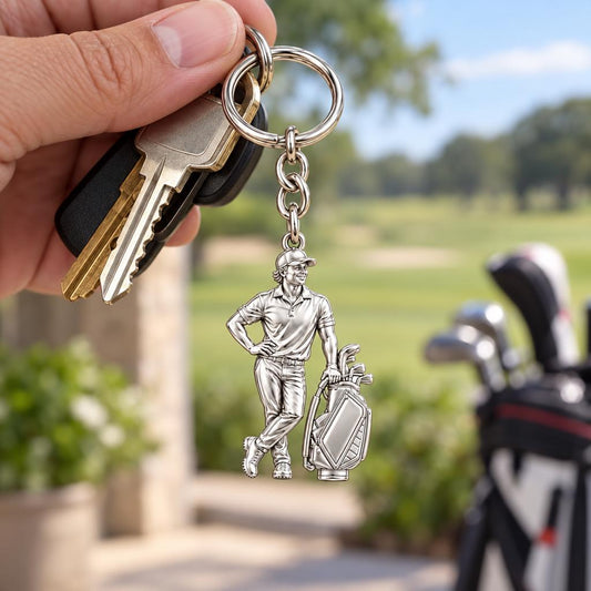 Pro Golfer and Caddy Bag Charm Keychain – worn / in use