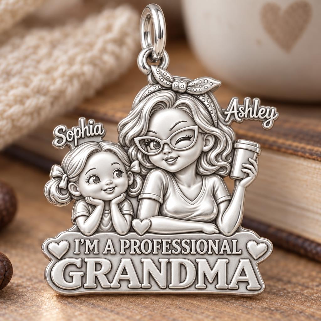 Professional Grandma Charm Bracelet – Personalized Nana Gift – macro detail of the charm