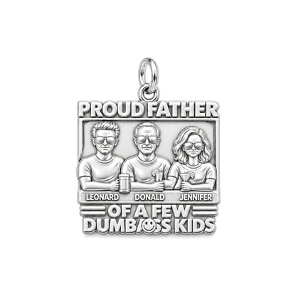 Proud Father Portrait Charm Bracelet – Personalized Dad Gift – silver plated 3 cm charm, front view