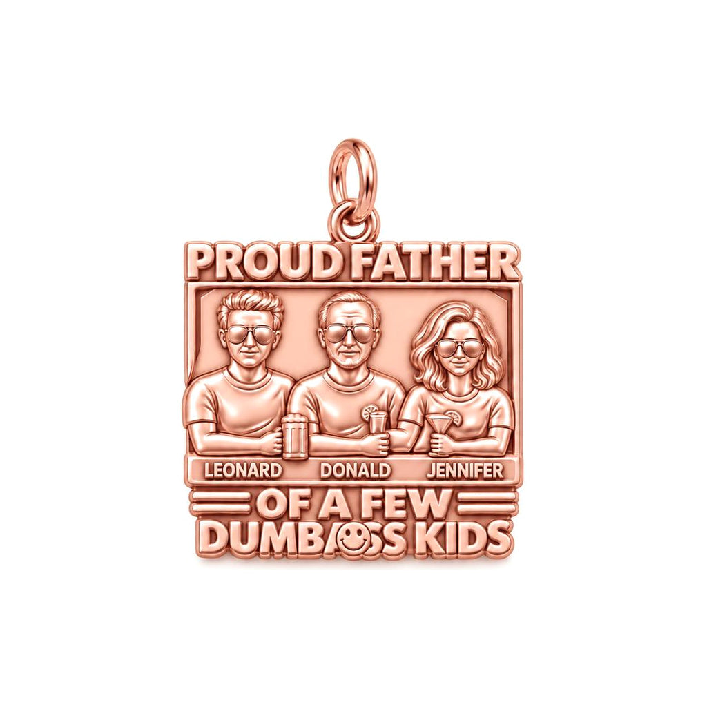 Proud Father Portrait Charm Bracelet – Personalized Dad Gift – rose gold 3 cm charm, front view