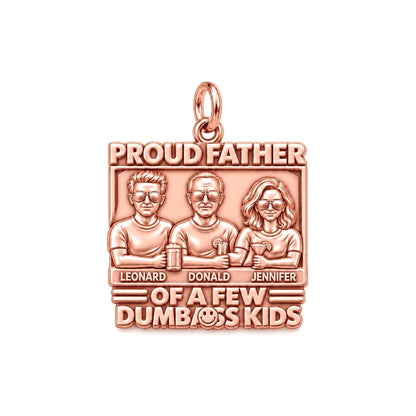 Proud Father Portrait Charm Bracelet – Personalized Dad Gift – rose gold 3 cm charm, front view