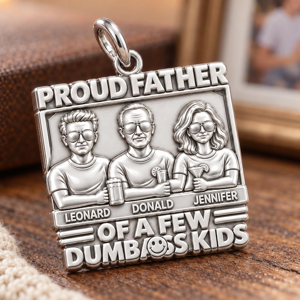 Proud Father Portrait Charm Bracelet – Personalized Dad Gift – macro detail of the charm