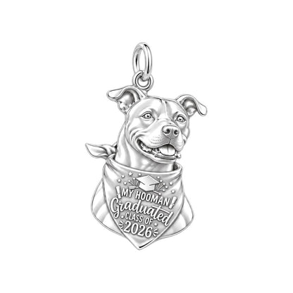 Proud Grad Hooman Charm Bracelet – Personalized Grad Gift – silver plated 3 cm charm, front view