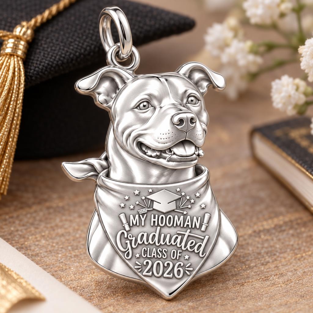 Proud Grad Hooman Charm Bracelet – Personalized Grad Gift – macro detail of the charm