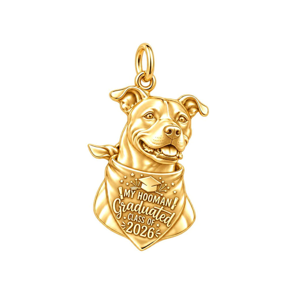 Proud Grad Hooman Charm Bracelet – Personalized Grad Gift – 18K gold plated 3 cm charm, front view
