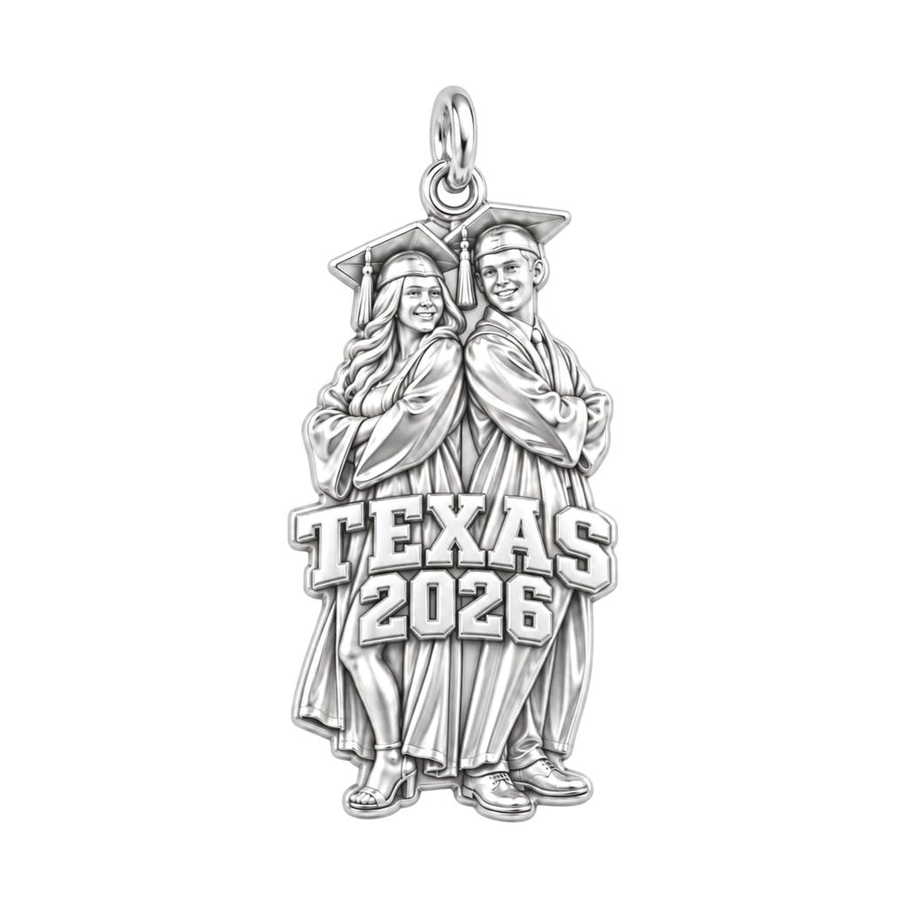 Proud Graduate Milestone Charm Bracelet – Personalized Grad Gift – silver charm, front view