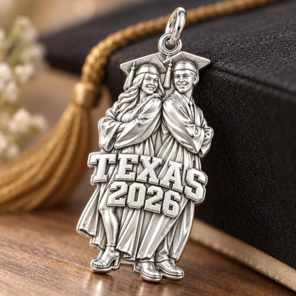Proud Graduate Milestone Charm Bracelet – Personalized Grad Gift – macro detail of the charm