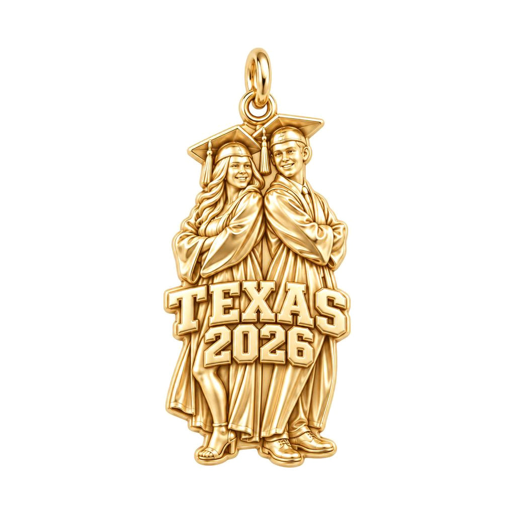 Proud Graduate Milestone Charm Bracelet – Personalized Grad Gift – 18K gold charm, front view