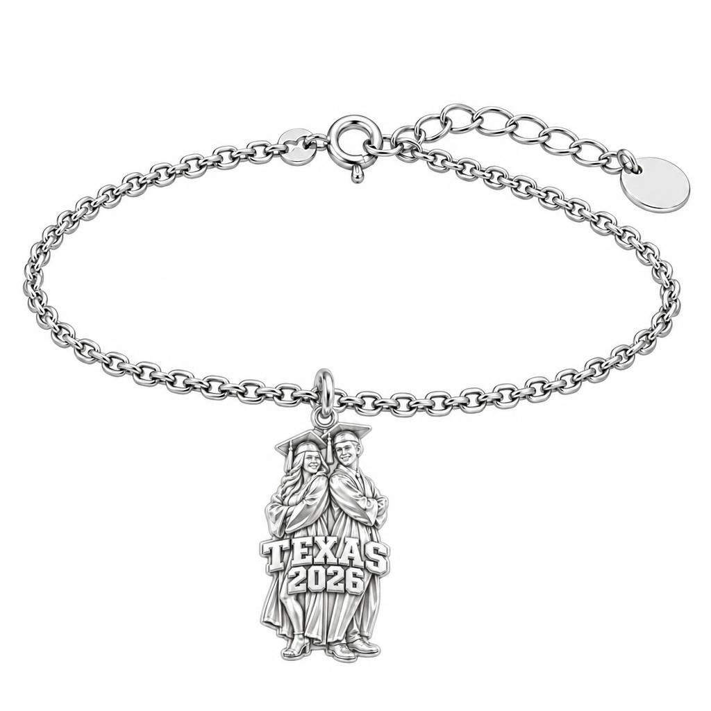 Proud Graduate Milestone Charm Bracelet Set – silver, front view