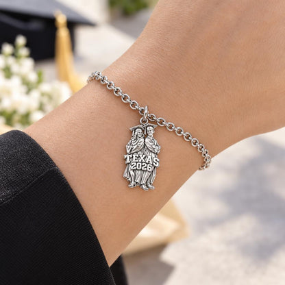 Proud Graduate Milestone Charm Bracelet Set – worn / in use