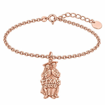 Proud Graduate Milestone Charm Bracelet Set – rose gold, front view