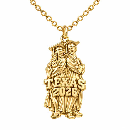 Proud Graduate Milestone Charm Necklace Set – 18K gold, front view